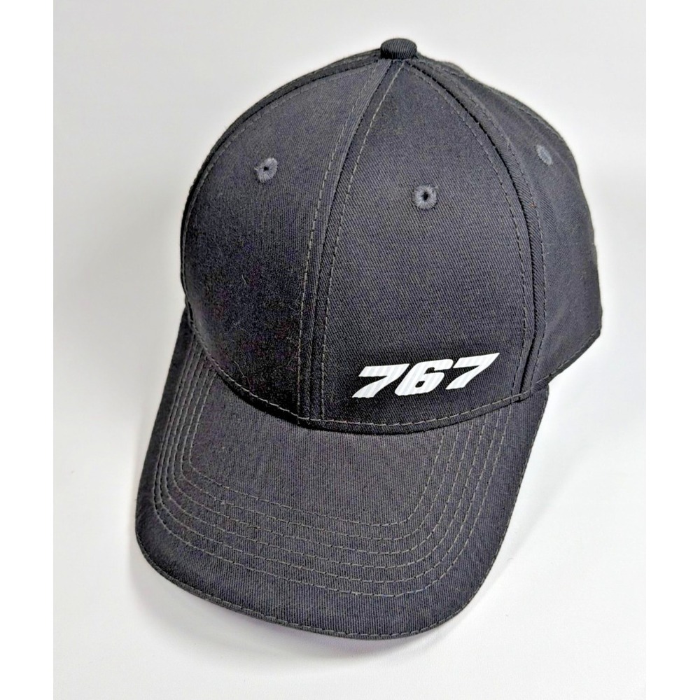 Boeing 767 Commercial Airplane Aviation Corporate Black Strapback Hat Cap OSFM